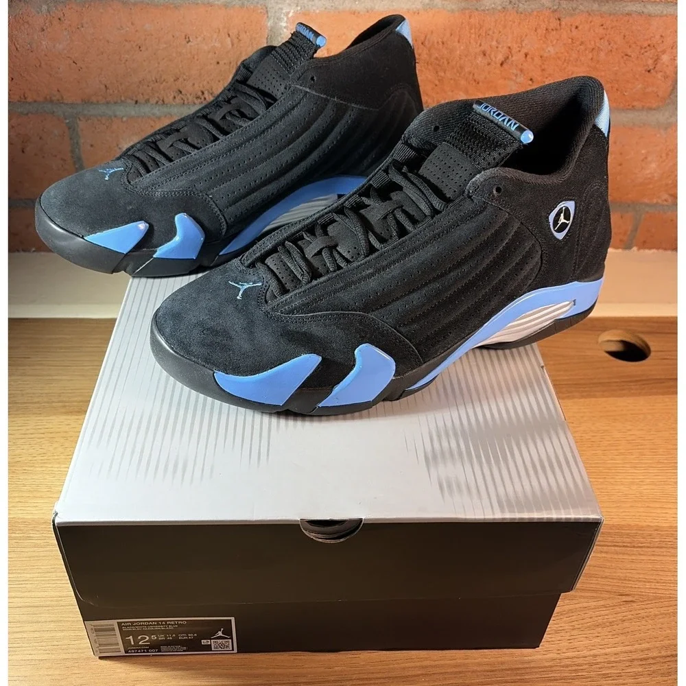 New Jordan Air Jordan 12.5 University Blue Black Suede 487471-007 Men's Sneaker